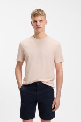 Camiseta de algod&oacute;n flameado con detalle de logo, Rosa claro