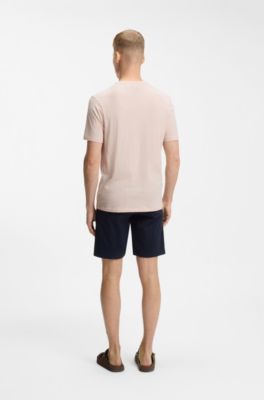 Camiseta de algod&oacute;n flameado con detalle de logo, Rosa claro