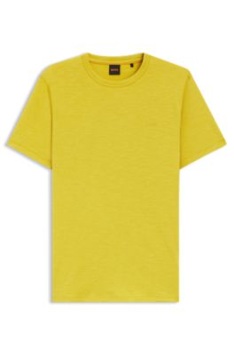 Slub-cotton T-shirt with logo detail, Yellow