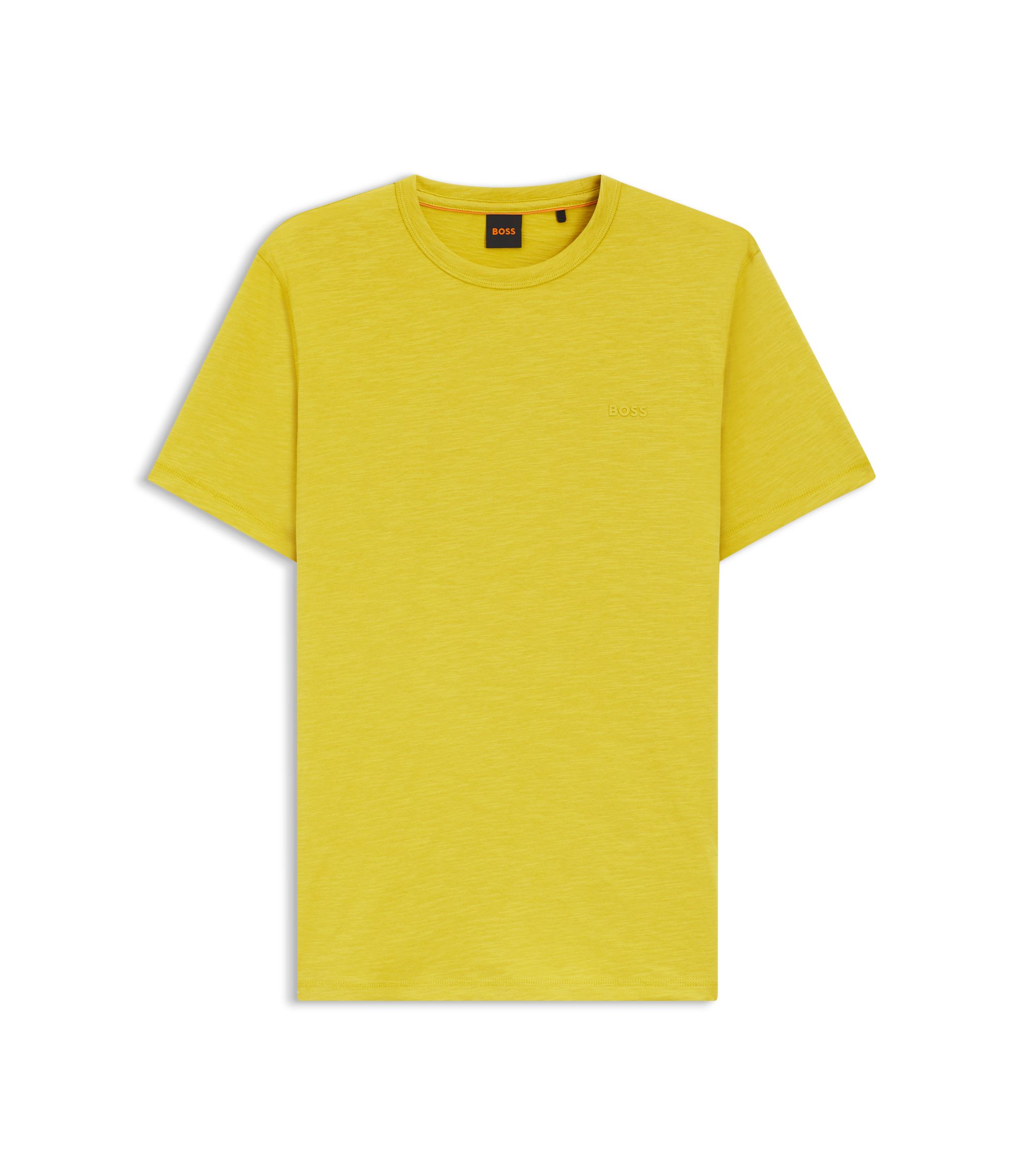 BOSS - Cotton jersey T-shirt with logo detail - Yellow