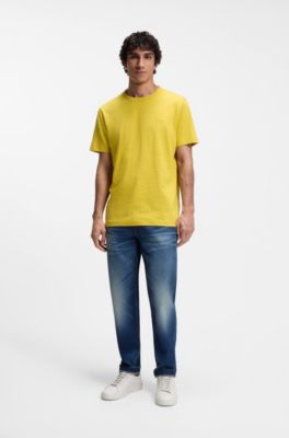 T-shirt en jersey de coton avec d&eacute;tail logot&eacute;, Jaune