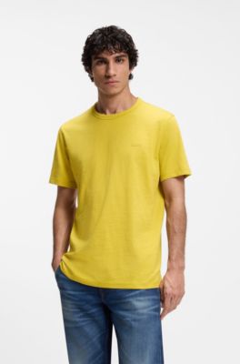 T-shirt en jersey de coton avec d&eacute;tail logot&eacute;, Jaune