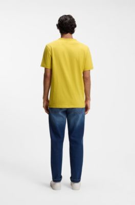 T-shirt en jersey de coton avec d&eacute;tail logot&eacute;, Jaune