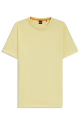 Camiseta de punto de algod&oacute;n con detalle de logo, Amarillo claro