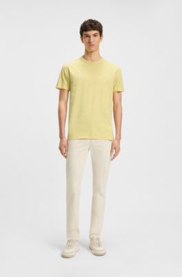 Slub-cotton T-shirt with logo detail, Light Yellow