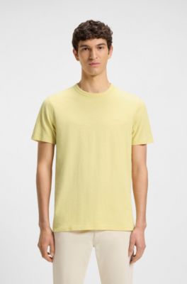 T-shirt en coton flamm&eacute; avec d&eacute;tail logot&eacute;, Jaune clair