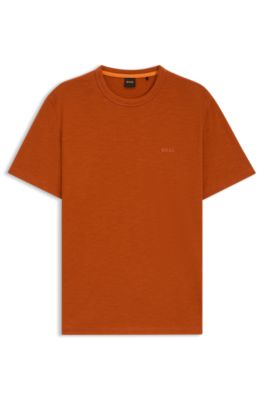 Camiseta de punto de algod&oacute;n con detalle de logo, Naranja claro