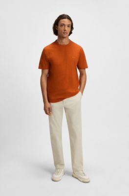 T-shirt en coton flamm&eacute; avec d&eacute;tail logot&eacute;, Orange clair