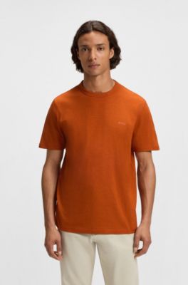 T-shirt en coton flamm&eacute; avec d&eacute;tail logot&eacute;, Orange clair