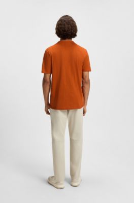 Slub-cotton T-shirt with logo detail, Light Orange