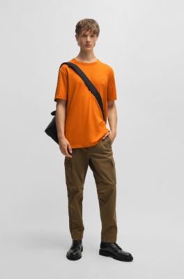 T-shirt en coton flamm&eacute; avec d&eacute;tail logot&eacute;, Orange clair