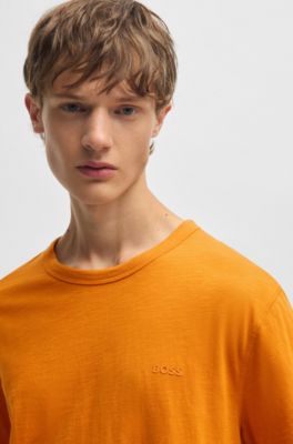 T-shirt en coton flamm&eacute; avec d&eacute;tail logot&eacute;, Orange clair