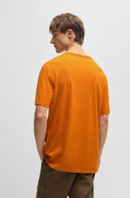 T-shirt en coton flamm&eacute; avec d&eacute;tail logot&eacute;, Orange clair