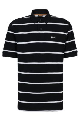 BOSS - Relaxed-fit cotton-piqué polo shirt with horizontal stripes