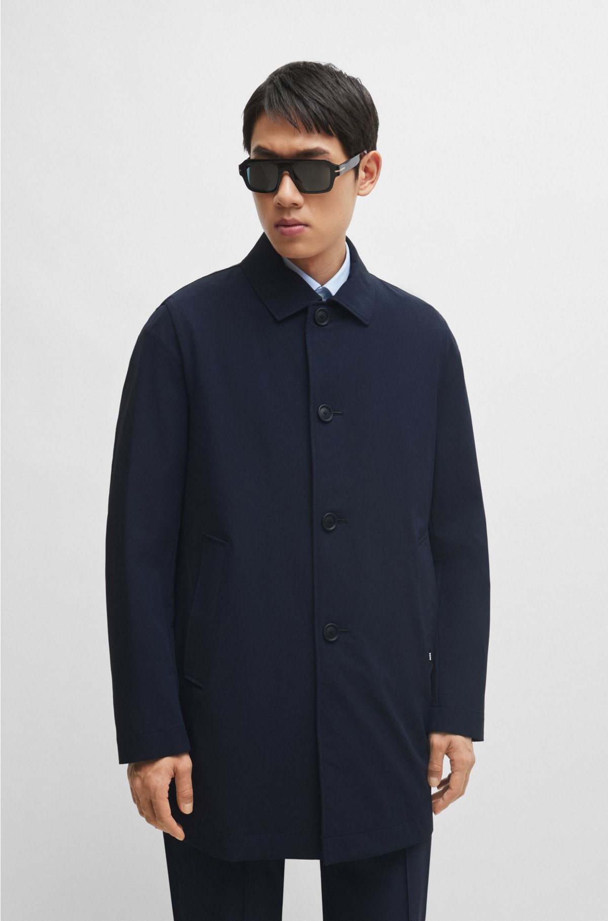 Regular-fit button-up coat in stretch material