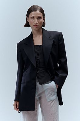 BOSS - Regular-fit blazer in stretch wool with cut-out back