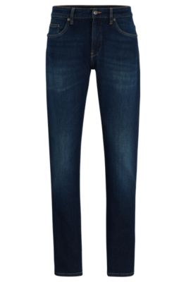 Hugo Boss Slim-fit Jeans In Blue Italian Cashmere-touch Denim In Dark Blue