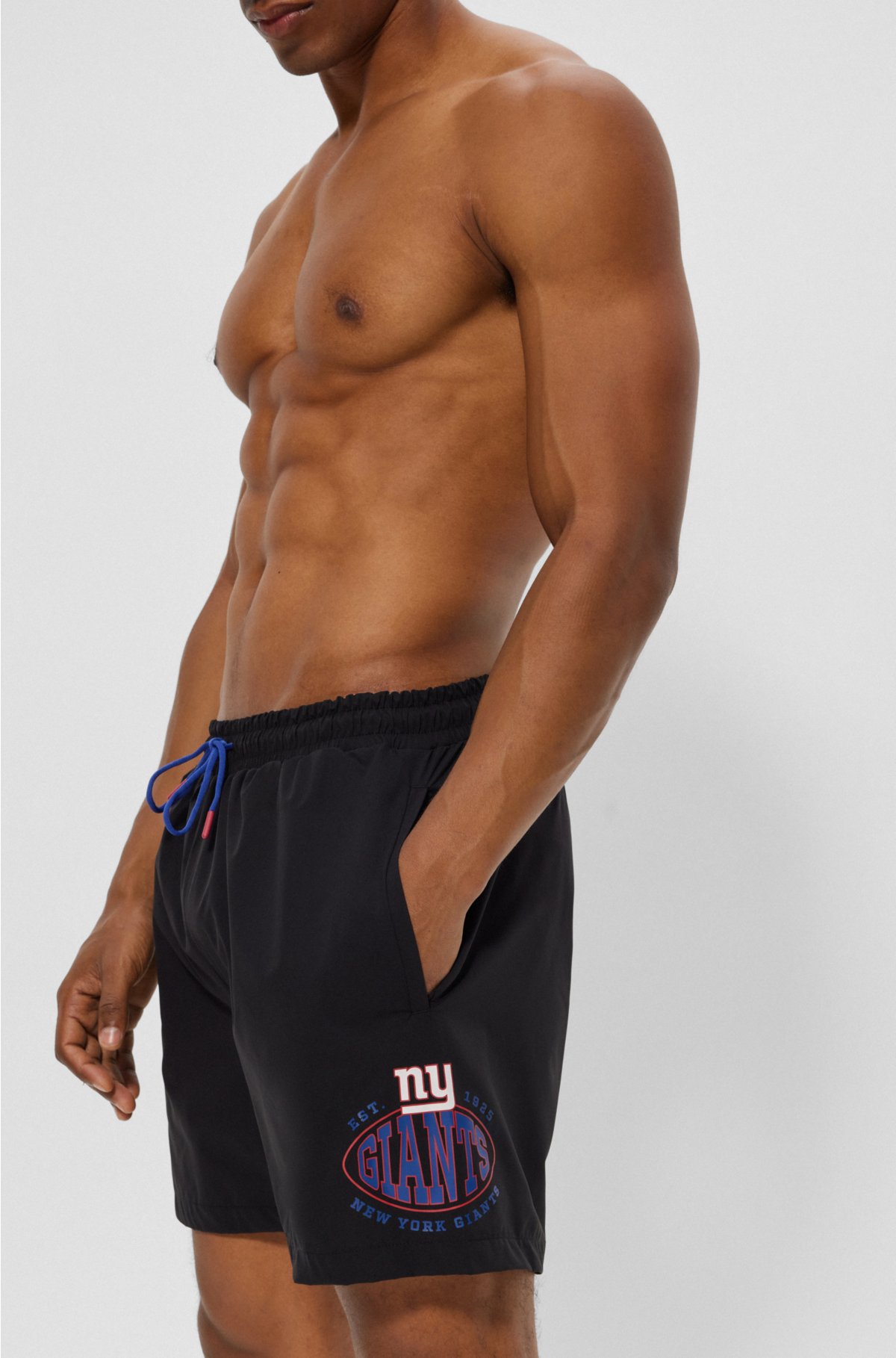 BOSS x NFL quick-dry swim shorts with collaborative branding, Giants