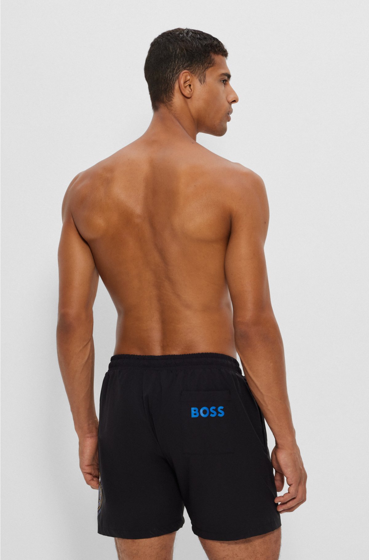 BOSS x NFL quick-dry swim shorts with collaborative branding, Rams