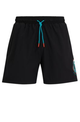 Shop Hugo Boss Boss X Nfl Quick-dry Swim Shorts With Collaborative Branding In Dolphins
