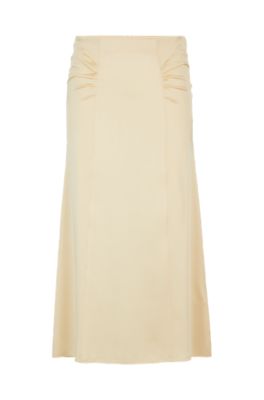 Shop Hugo Boss High-waisted A-line Skirt With Gathered Details In Light Beige