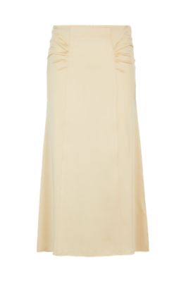 Hugo Boss High-waisted A-line Skirt With Gathered Details In Light Beige
