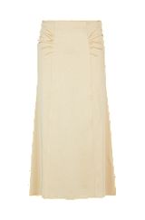 High-waisted A-line skirt with gathered details, Light Beige