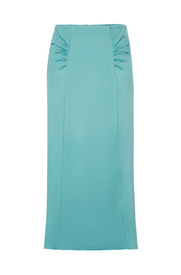 High-waisted A-line skirt with gathered details, Light Blue