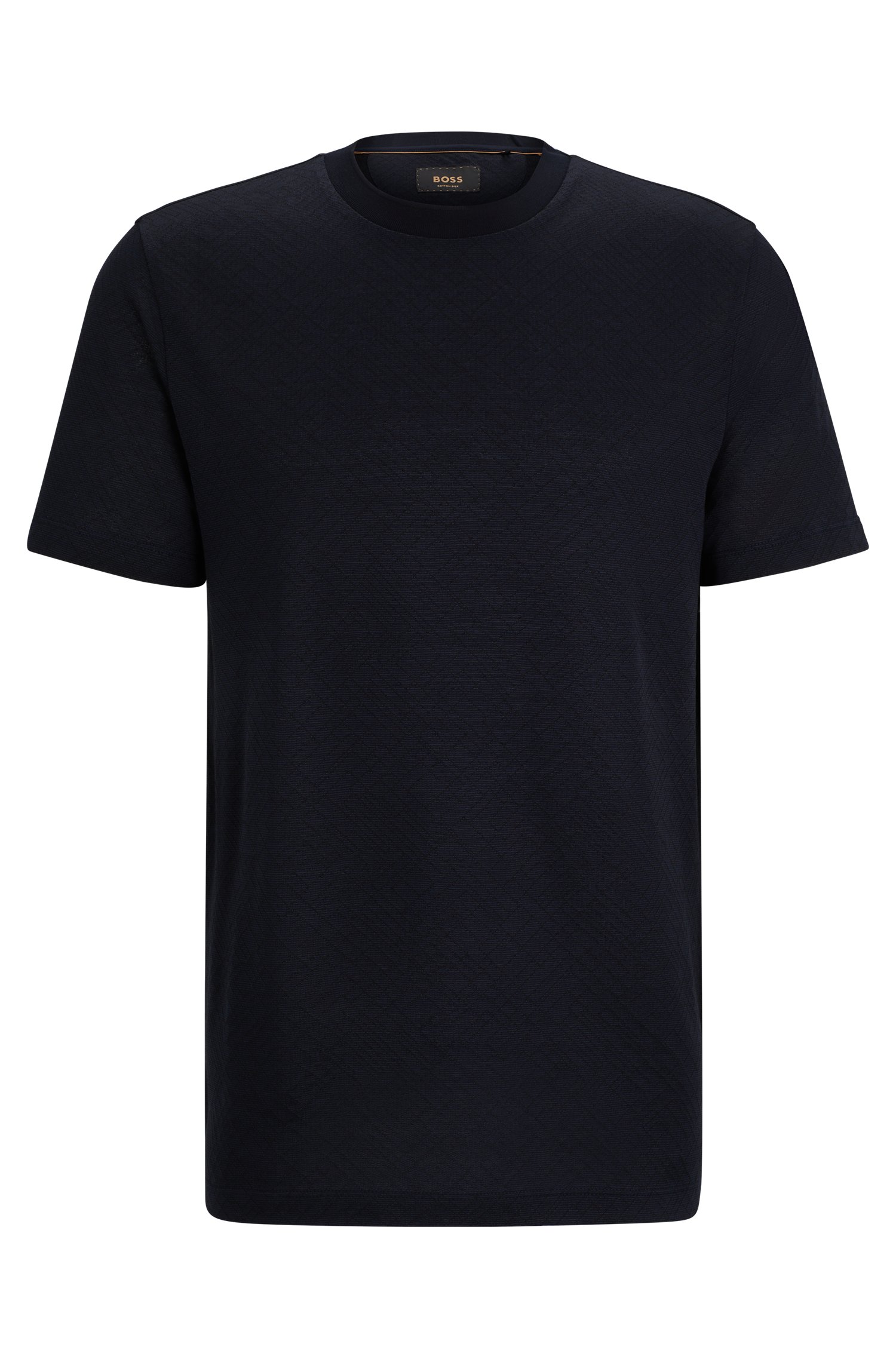 Cotton-silk regular-fit T-shirt with geometric pattern