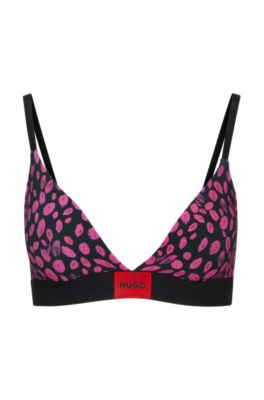 Hugo Stretch-cotton Triangle Bra With Seasonal Pattern In Patterned