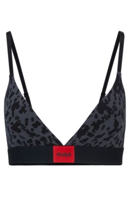 Hugo Boss Stretch-cotton Triangle Bra With Seasonal Pattern In Patterned