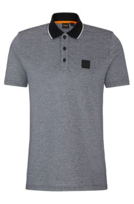 BOSS - Cotton-piqué polo shirt with contrast collar