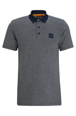 BOSS - Cotton-piqué polo shirt with contrast collar