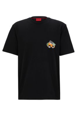 Shop Hugo Relaxed-fit T-shirt In With Seasonal Artwork In Black