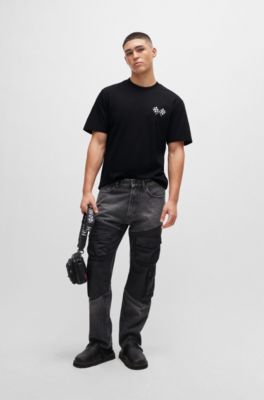 Relaxed-fit T-shirt in with seasonal artwork, Black