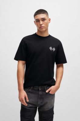 Relaxed-fit T-shirt in with seasonal artwork, Black