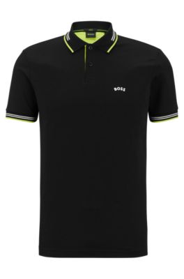 Hugo Boss Slim-fit Polo Shirt In Stretch Piqu In Black