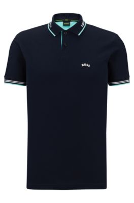 BOSS - Slim-fit polo shirt in stretch piqué - Dark Blue