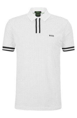 Hugo Boss Regular-fit Polo Shirt In Stretch-cotton Piqu In White