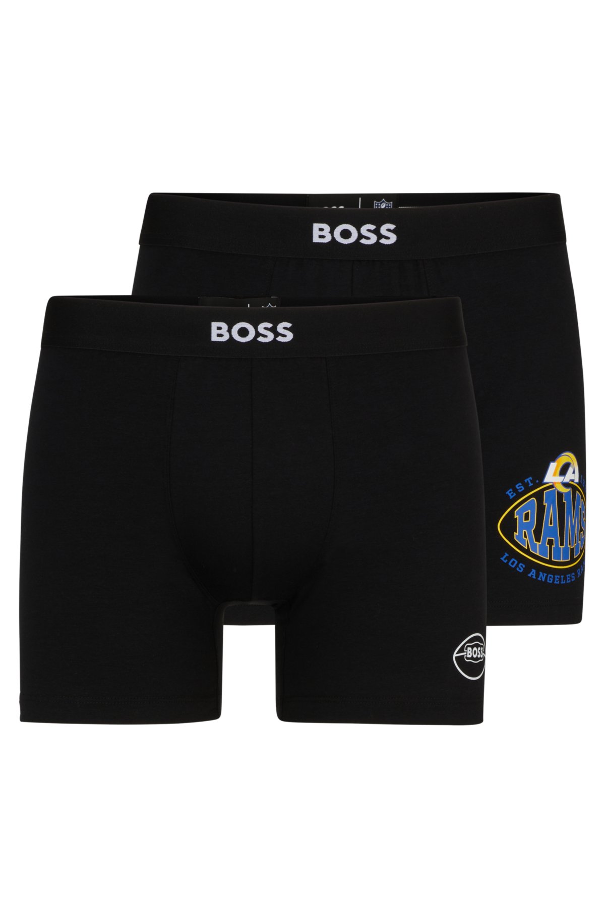 BOSS x NFL two-pack of boxer briefs with collaborative branding, Rams