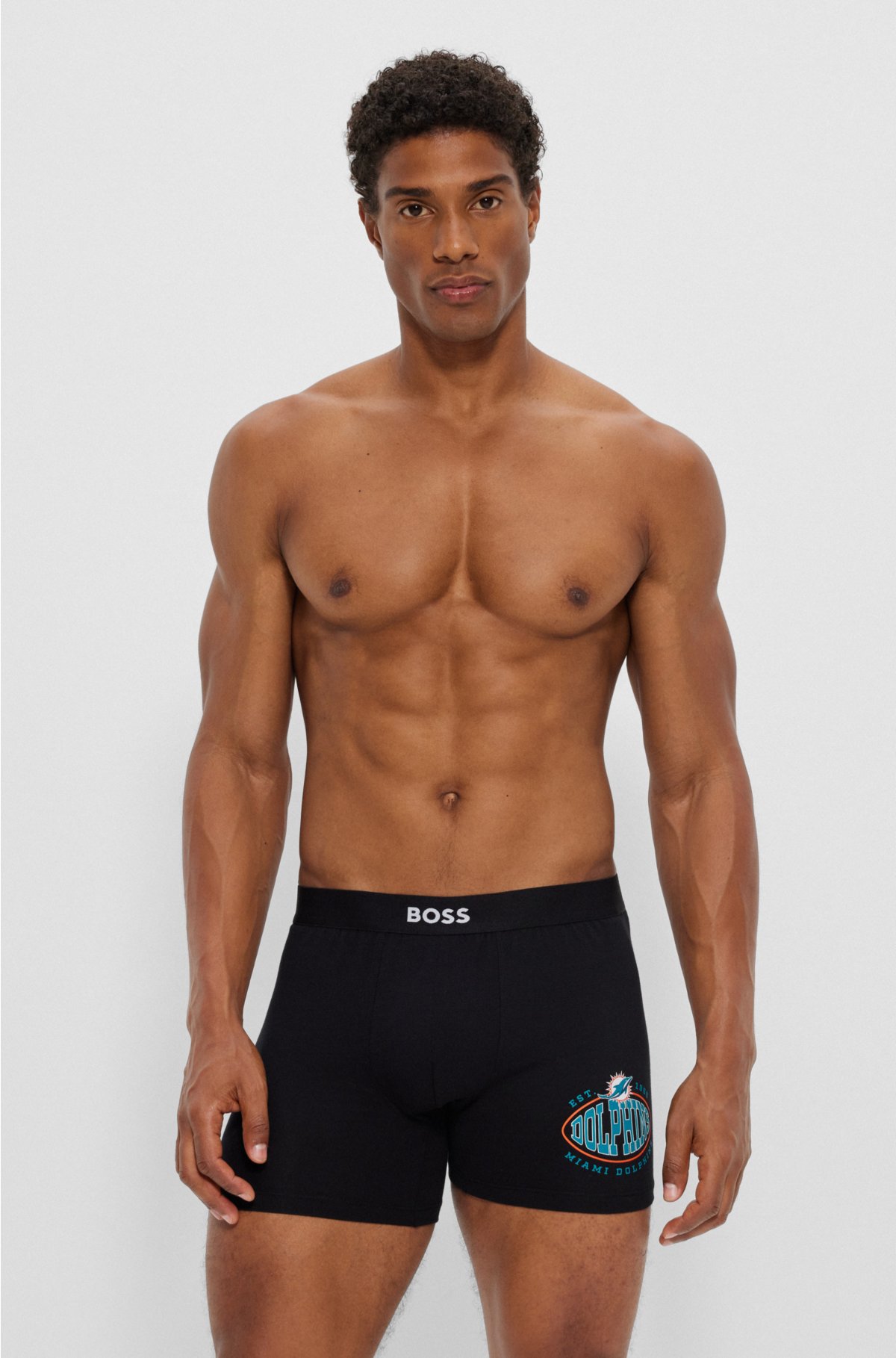BOSS x NFL two-pack of boxer briefs with collaborative branding