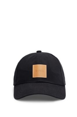 Gorra de lona de algod&oacute;n con parche de logo, Negro