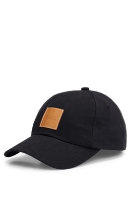 Gorra de lona de algod&oacute;n con parche de logo, Negro