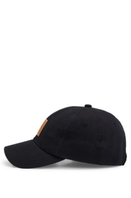 Gorra de lona de algod&oacute;n con parche de logo, Negro