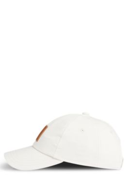 Gorra de lona de algod&oacute;n con parche de logo, Blanco