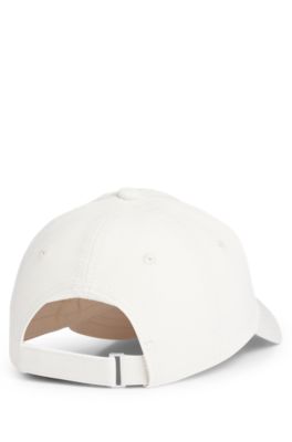 Gorra de lona de algod&oacute;n con parche de logo, Blanco