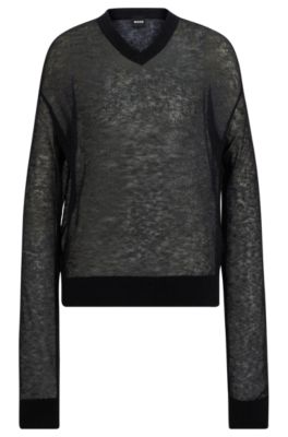 BOSS - V-neck sweater in a sheer knit