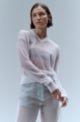V-neck sweater in a sheer knit, White