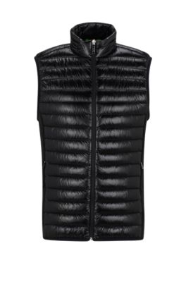 Shop Hugo Boss Lightweight Water-repellent Gilet With Down Filling In Black
