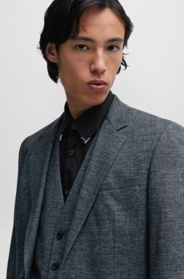 Chemise Slim Fit en coton stretch avec finitions en m&eacute;tal, Noir